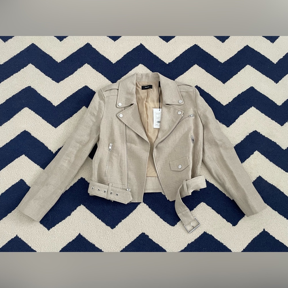 Theory Taupe Leather Jacket